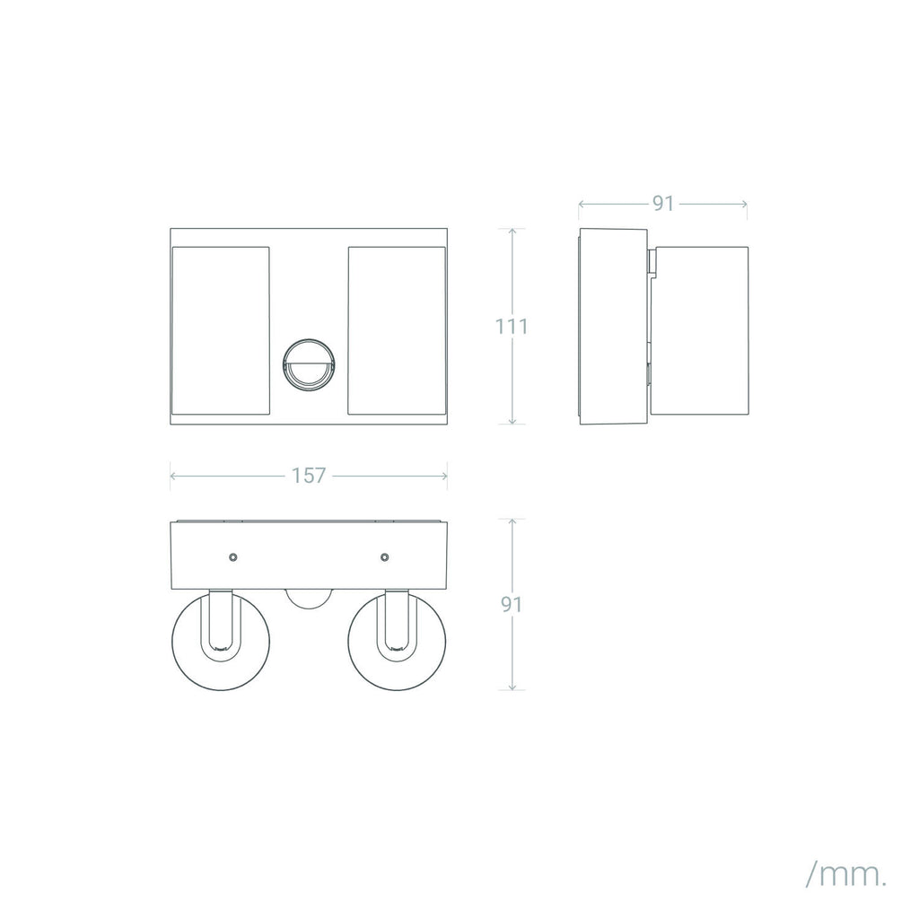 Aplique de Pared Exterior LED 18W Aluminio CCT Seleccionable Dos Focos con Detector de Movimiento Kuriya