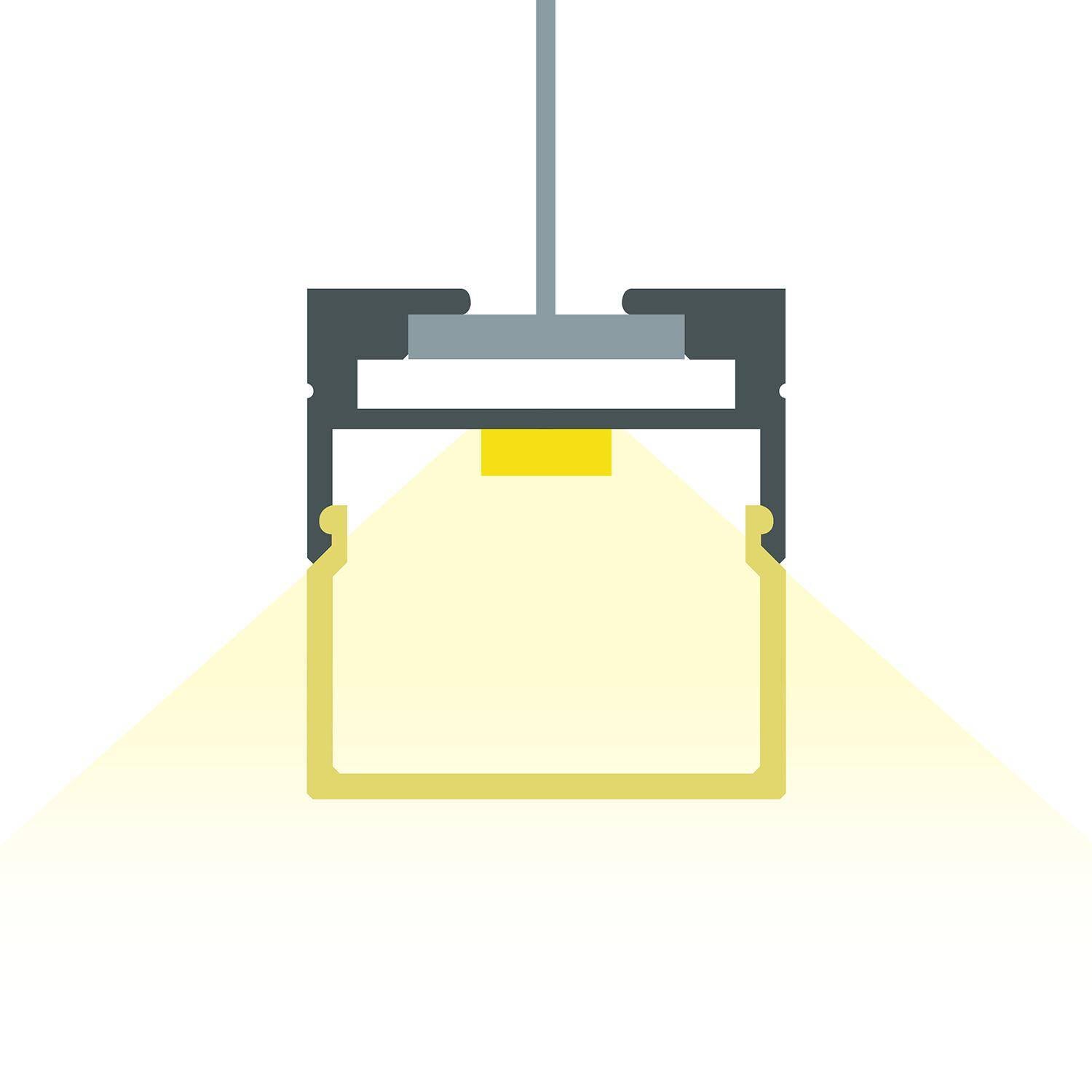 Perfil Aluminio Colgante 2m para Tira LED hasta 17 mm