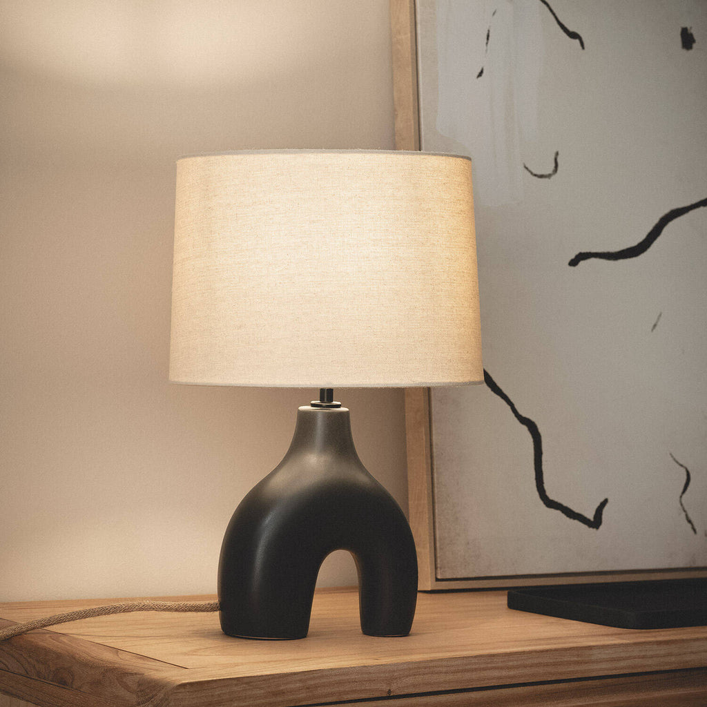 Lámpara de Mesa Cerámica y Lino Ginger