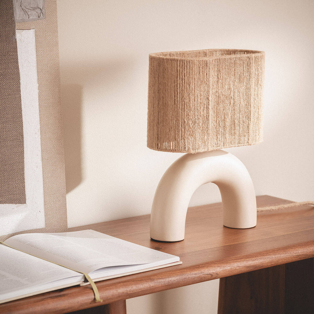 Lámpara de Mesa Cerámica y Cuerda Natural Callie