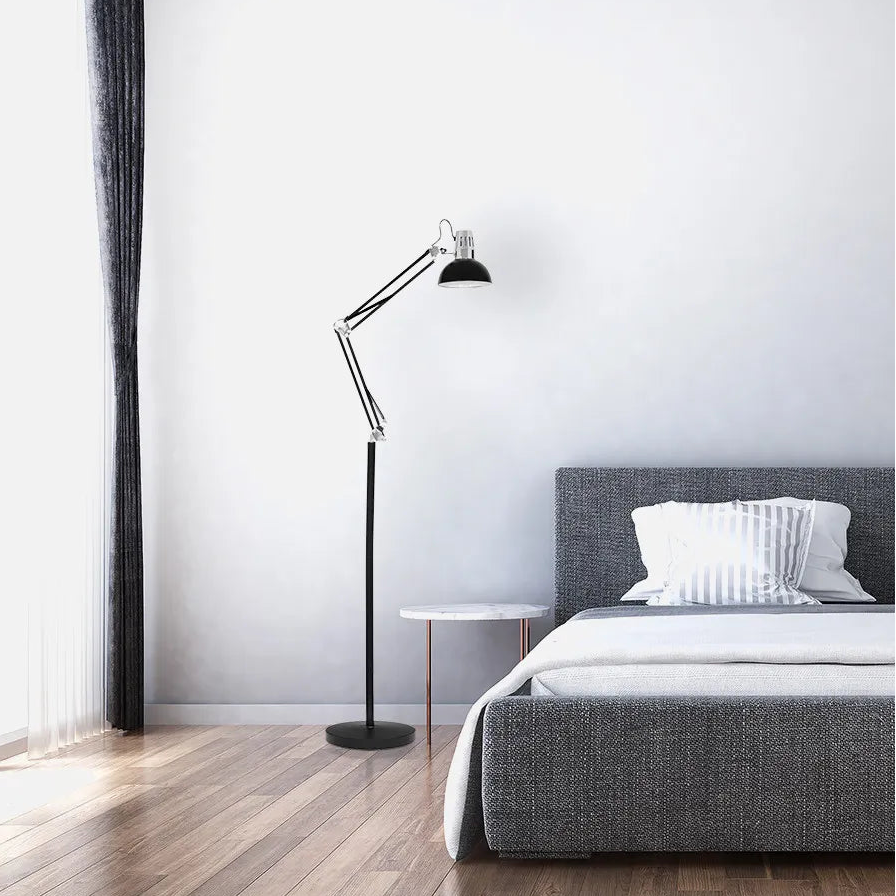 RUTILO Articulated Floor Lamp 1xE27 Black/Chrome 180x28x28 cm