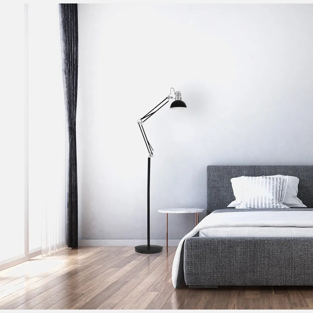 Flexo De Pie Articulable RUTILO 1xe27 Negro/cromo 180x28x28 Cm