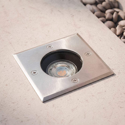 Foco Exterior Empotrable Suelo Cuadrado Inox GU10 Cenit
