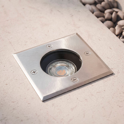 Foco Exterior Empotrable Suelo Cuadrado Inox GU10 Cenit