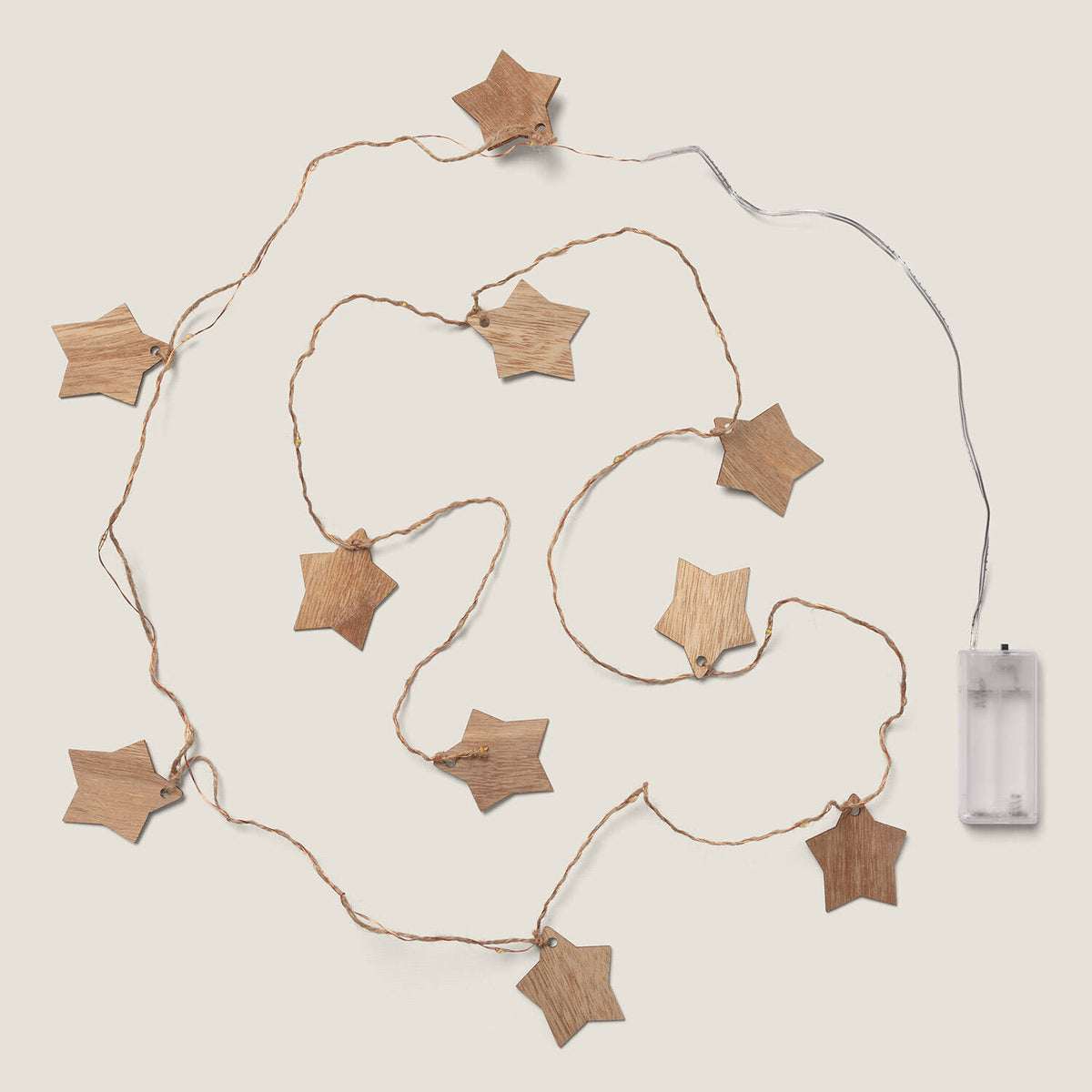 Guirnalda de Luces LED Estrella Madera con Batería 2,2m