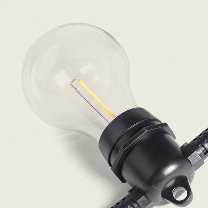 Kit Guirnalda Luces Exterior 10m Negro + 10 Bombillas Filamento LED E27 24V