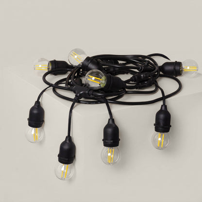 Guirnalda Exterior con Bombillas LED E27 Filamento 5.5m IP65 Negro