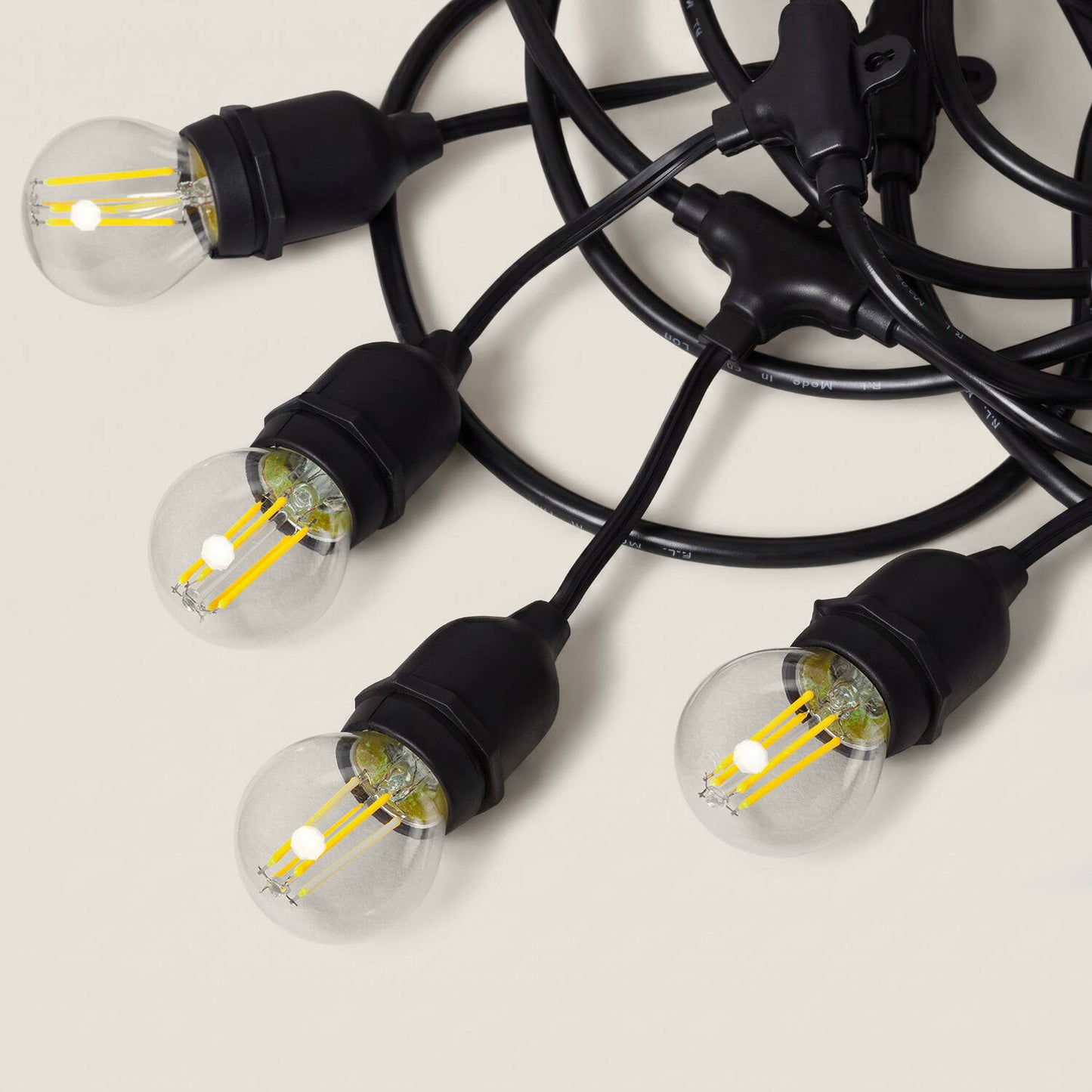 Guirnalda Exterior con Bombillas LED E27 Filamento 5.5m IP65 Negro