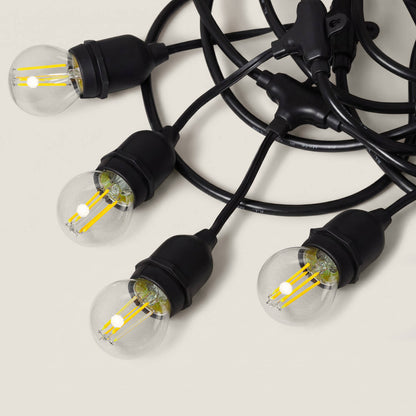 Guirnalda Exterior con Bombillas LED E27 Filamento 5.5m IP65 Negro