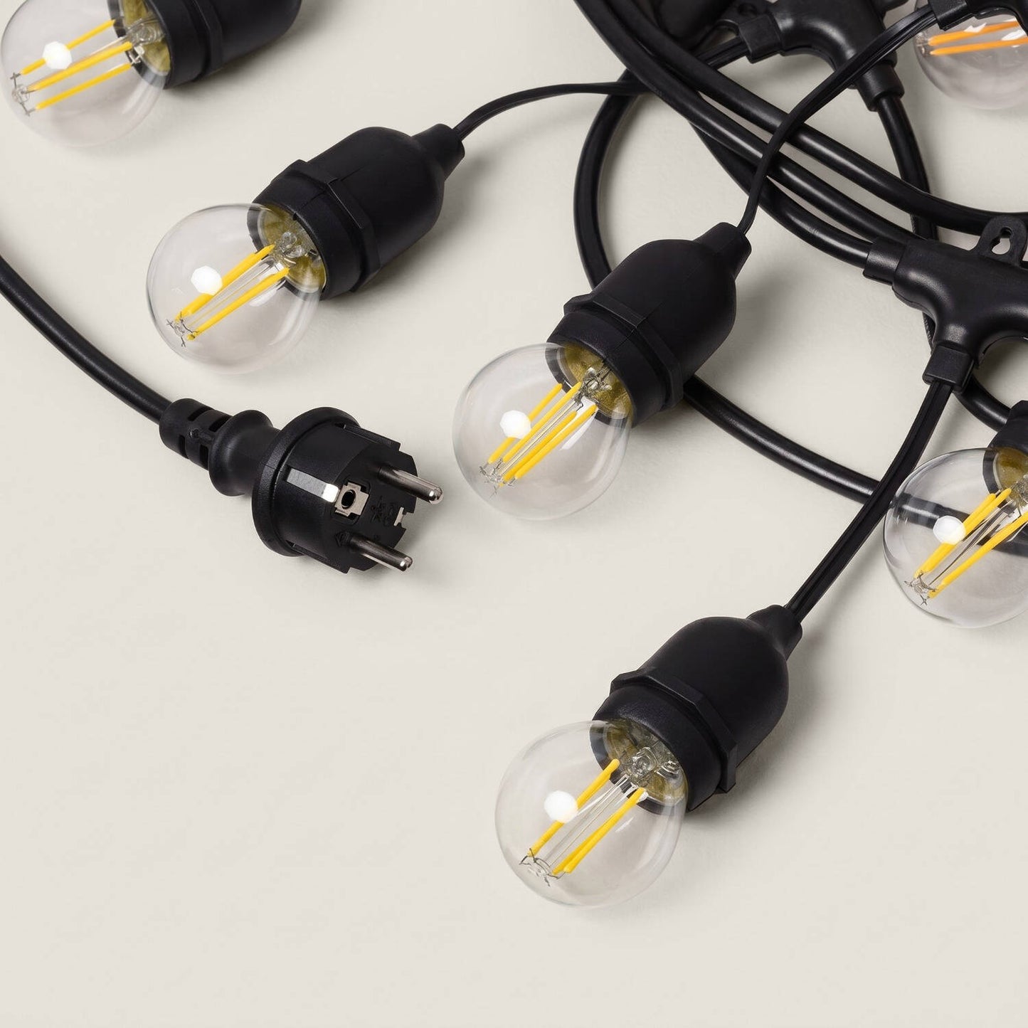 Guirnalda Exterior con Bombillas LED E27 Filamento 5.5m IP65 Negro