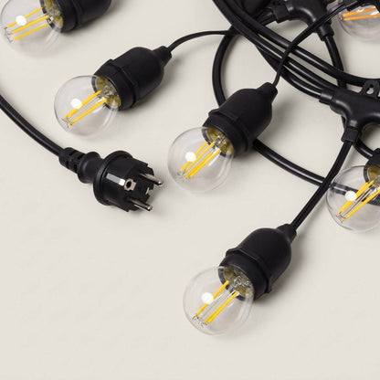Guirnalda Exterior con Bombillas LED E27 Filamento 5.5m IP65 Negro