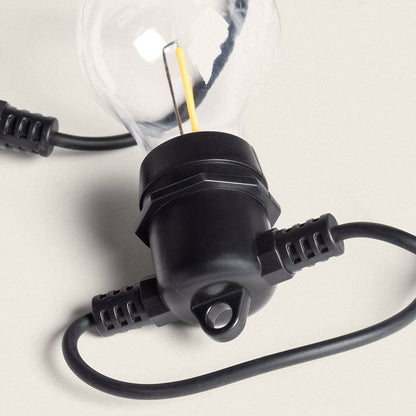 Kit Guirnalda Luces Exterior 5m Negro + 5 Bombillas Filamento LED E27 24V