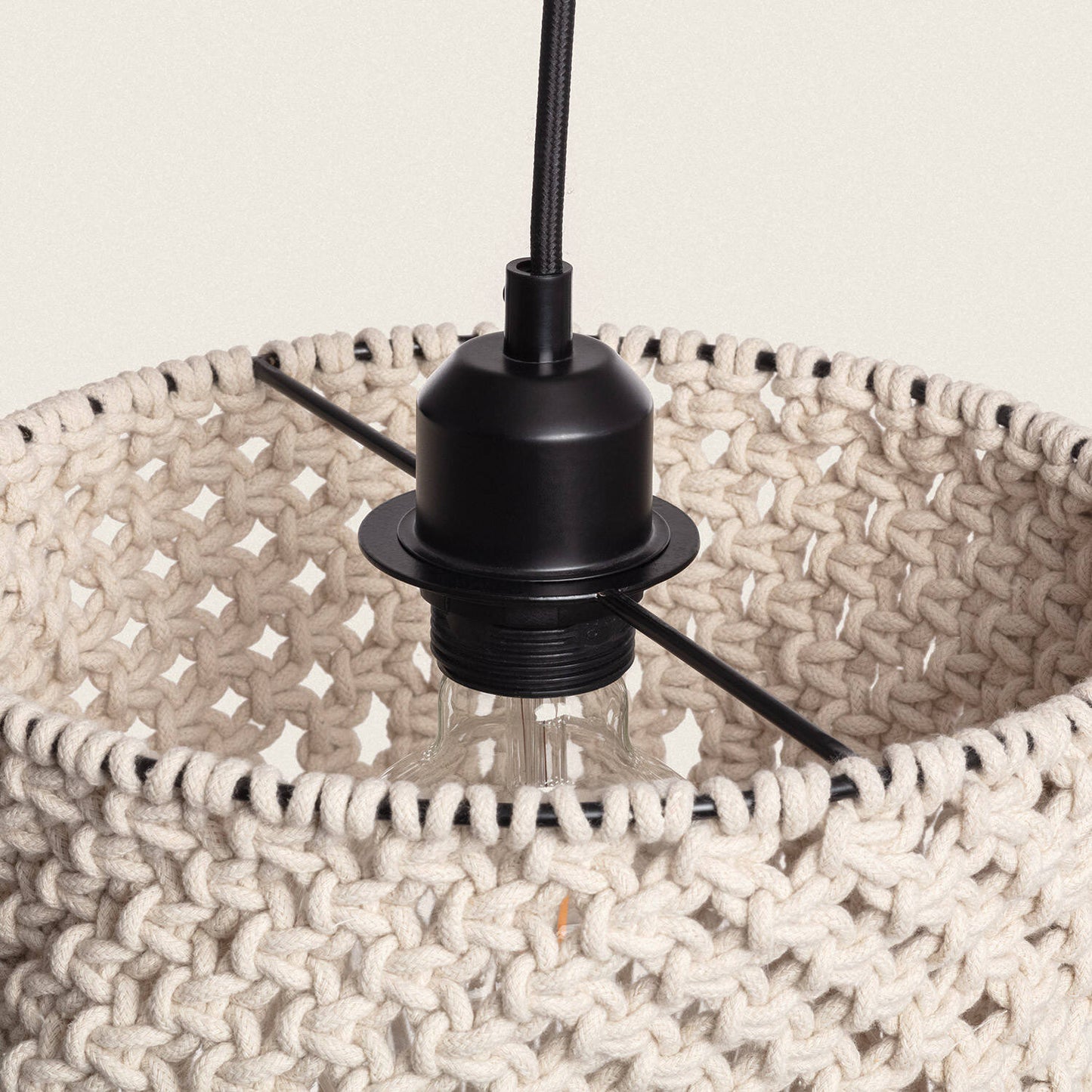 Lámpara Colgante Algodón Macramé Hupa