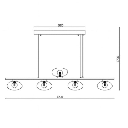 Lámpara Colgante Aluminio y Cristal Hassi 5 Focos