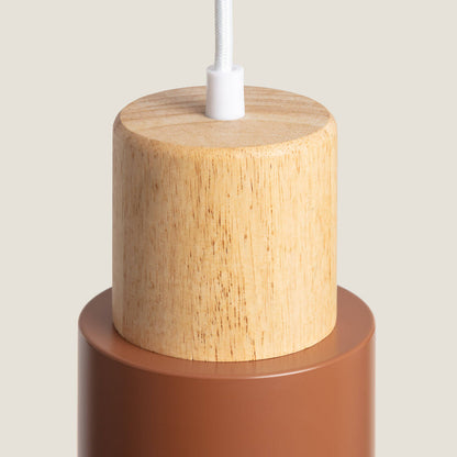 Lámpara Colgante Aluminio y Madera Kidonge