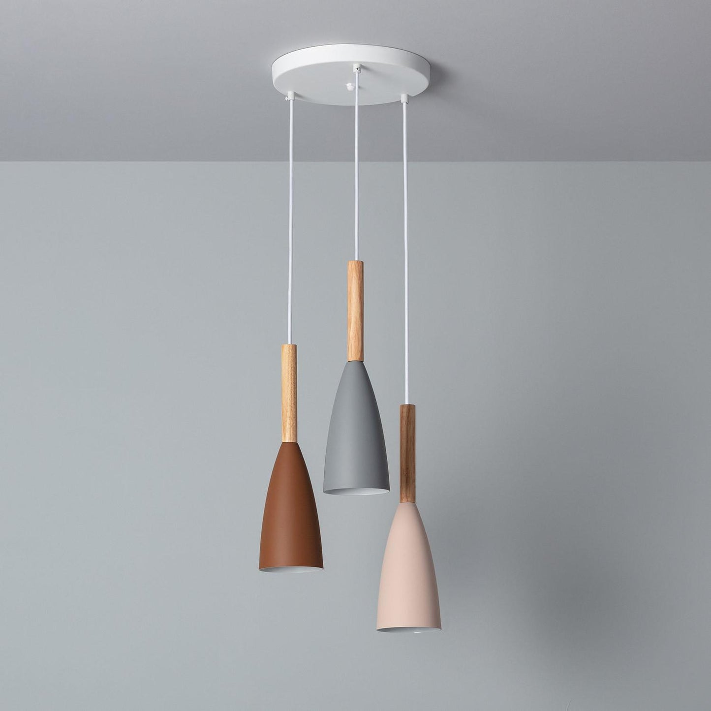 Lámpara Colgante Aluminio y Madera Rain