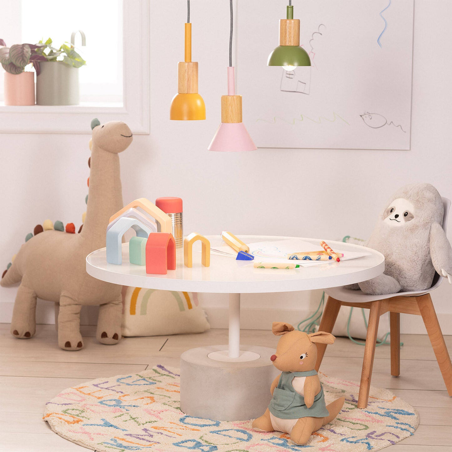 Lámpara Colgante Infantil Metal y Madera Demarga Camarena