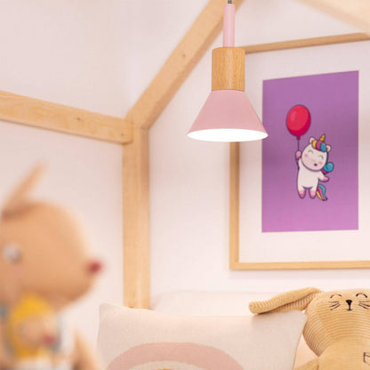 Lámpara Colgante Infantil Metal y Madera Demarga Camarena
