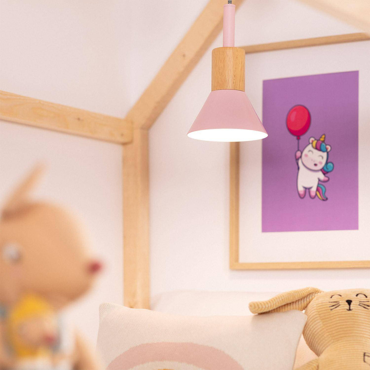 Lámpara Colgante Infantil Metal y Madera Demarga Camarena