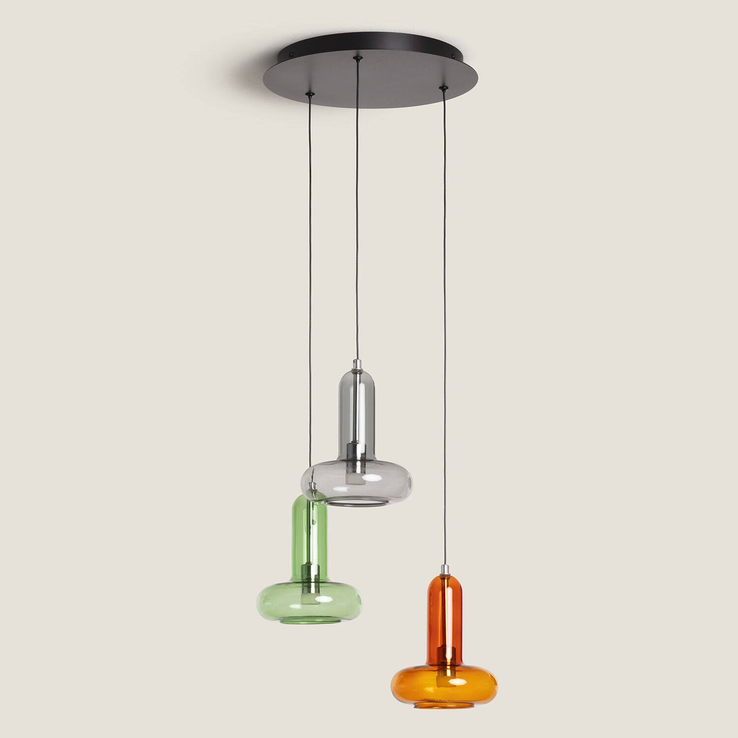 Lámpara Colgante LED 15W Aluminio y Cristal Fontans 3 Focos