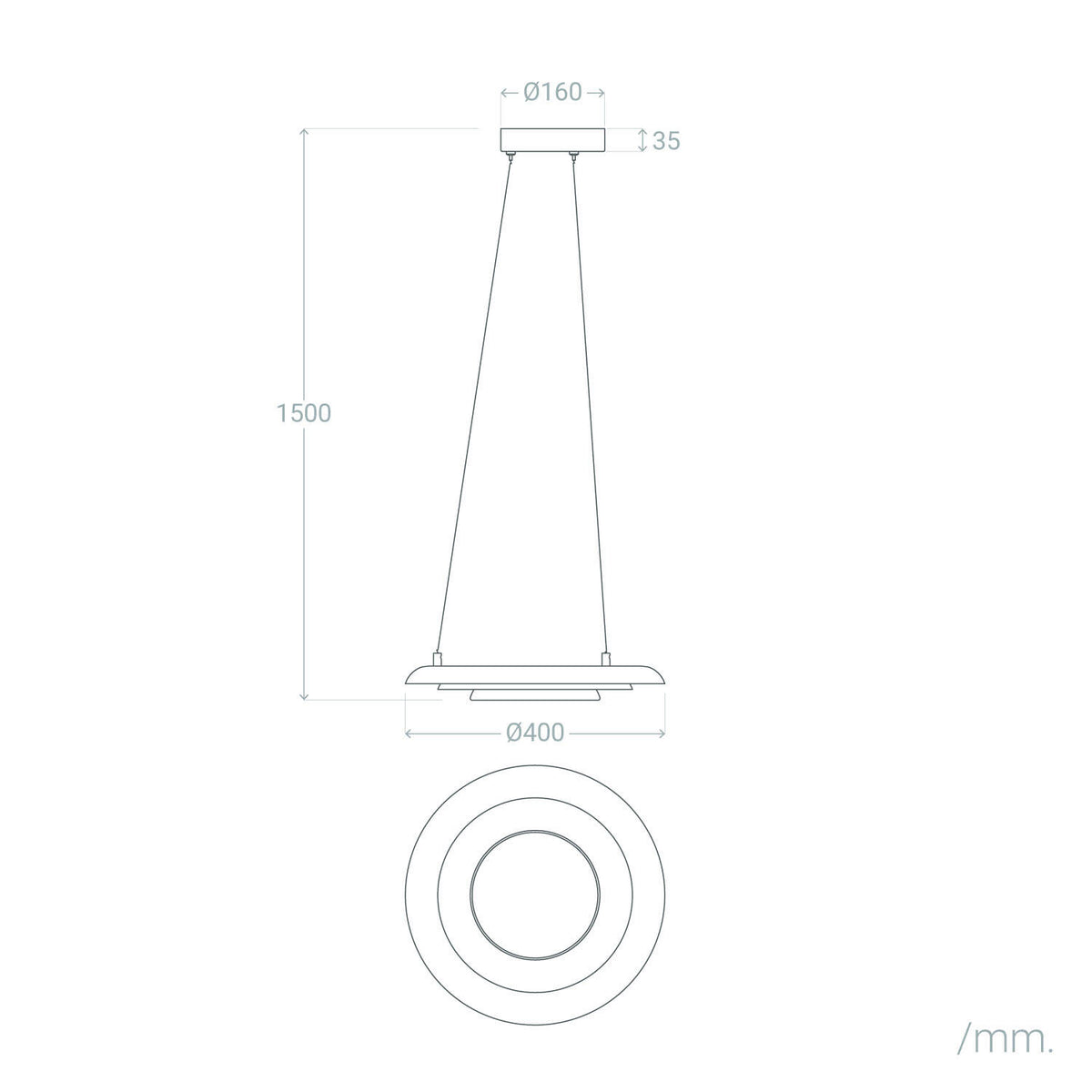 Lampara Colgante LED 24W Metal  Ø400 mm CCT Seleccionable Handen Telmor