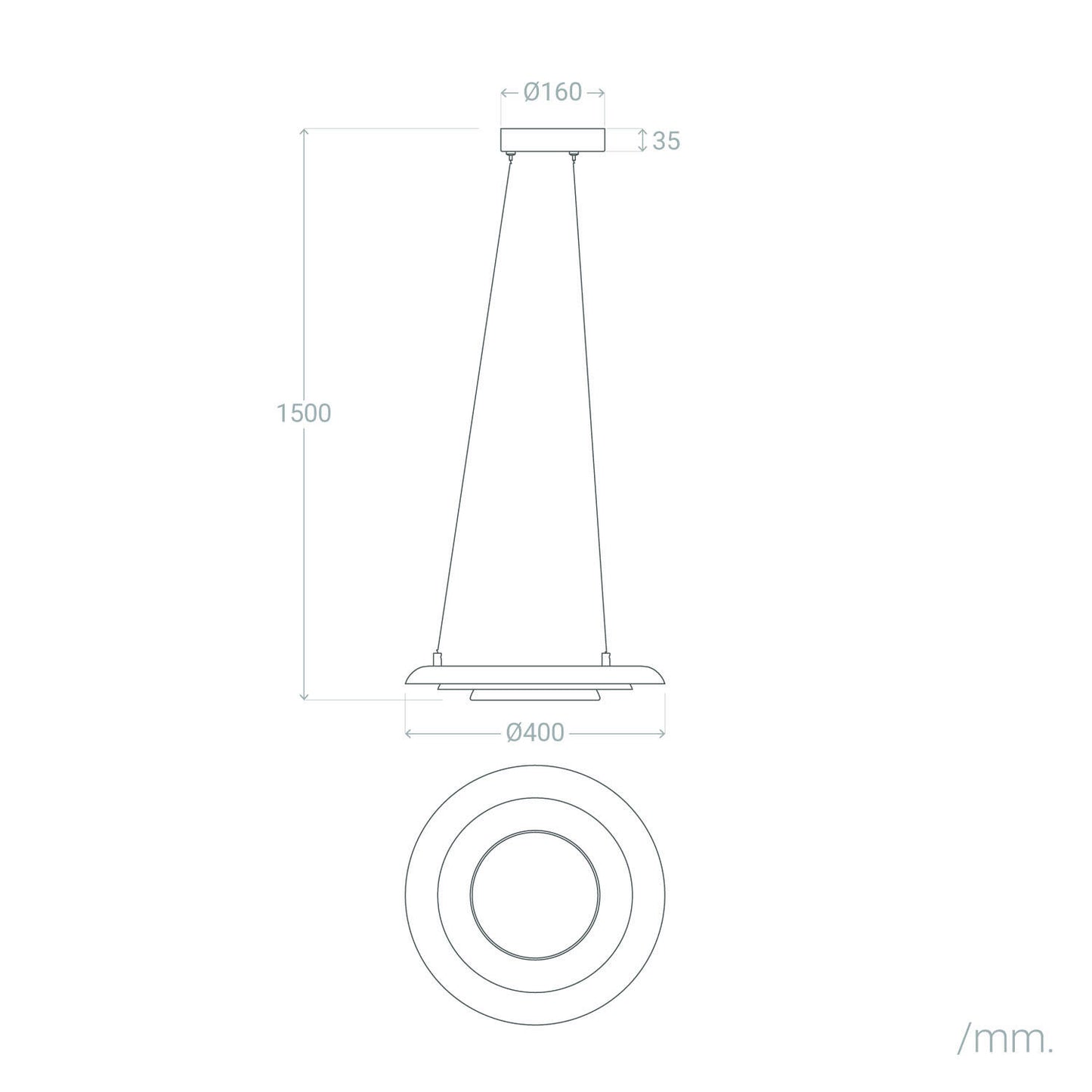 Lampara Colgante LED 24W Metal  Ø400 mm CCT Seleccionable Handen Telmor