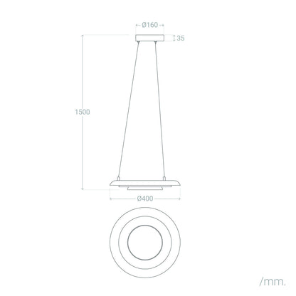 Lampara Colgante LED 24W Metal  Ø400 mm CCT Seleccionable Handen Telmor