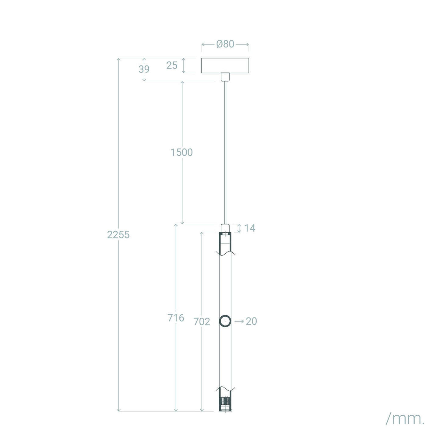 Lámpara Colgante LED 3W Aluminio Evory L