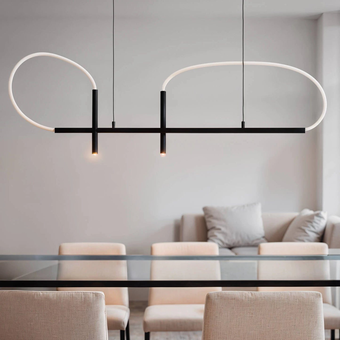 Lámpara Colgante Lineal LED 46W Metal y Silicona Ginnie