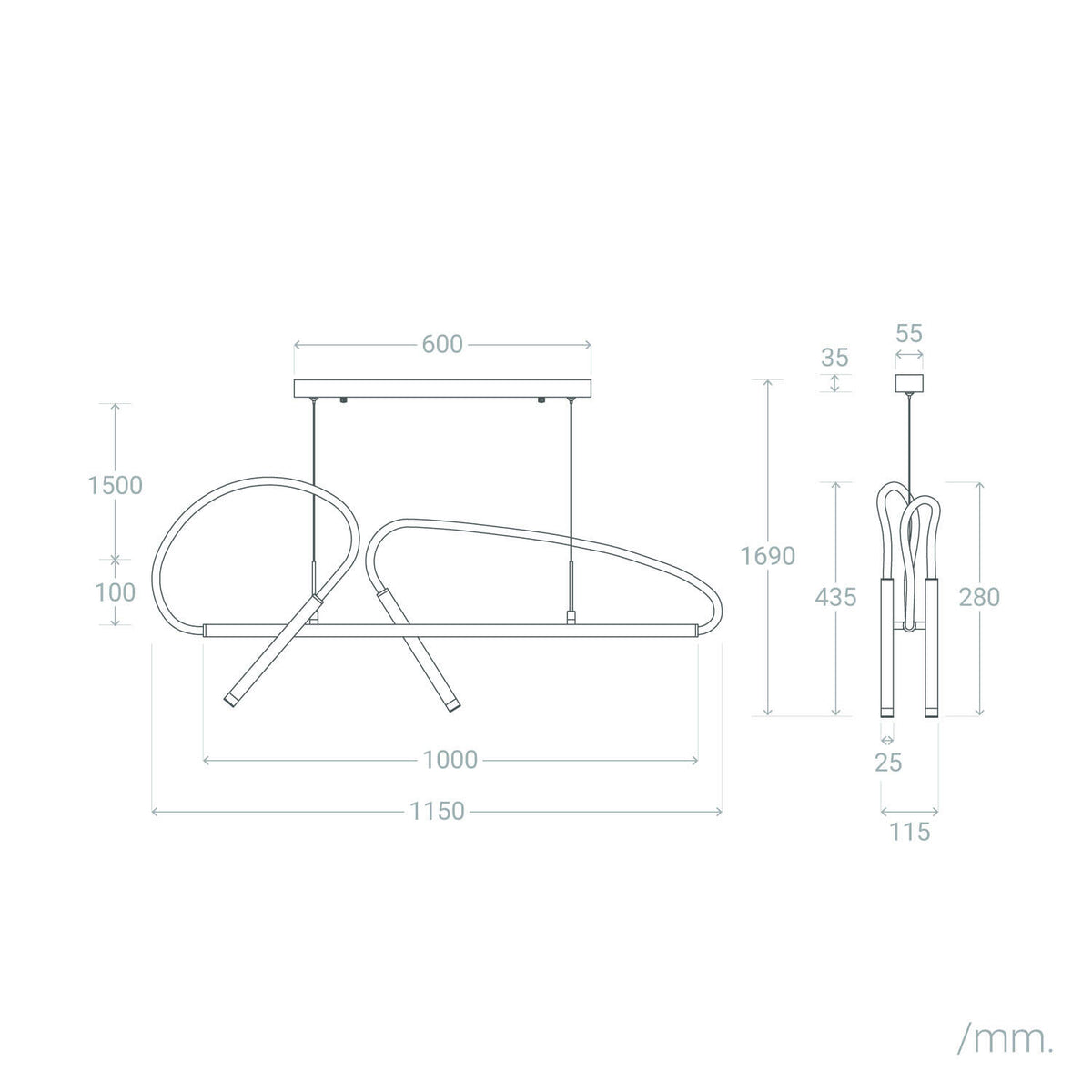 Lámpara Colgante Lineal LED 46W Metal y Silicona Ginnie