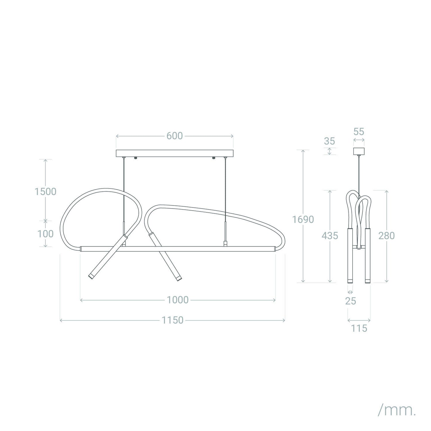 Lámpara Colgante Lineal LED 46W Metal y Silicona Ginnie