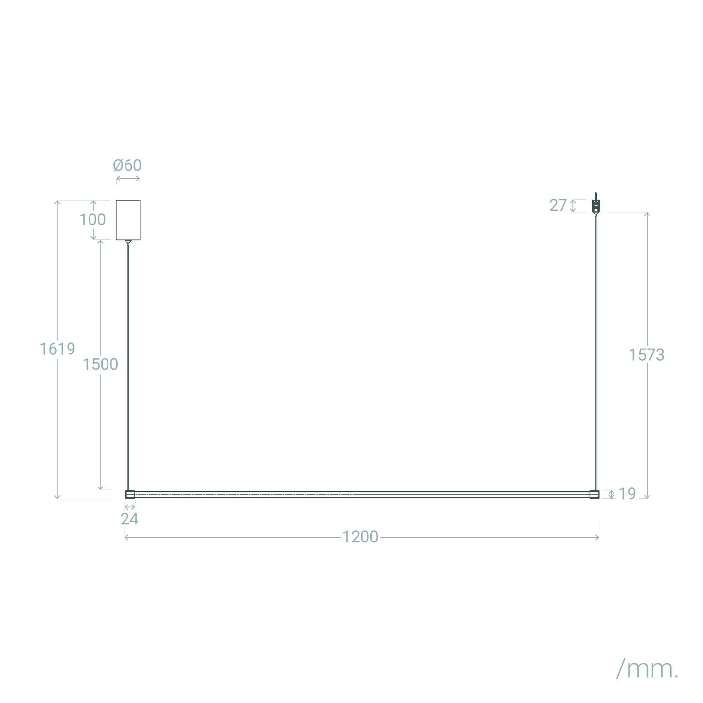 Lámpara Colgante Lineal LED 12W Aluminio SwitchCCT Lislea