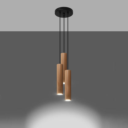 Lámpara Colgante Lino 3P Madera SOLLUX