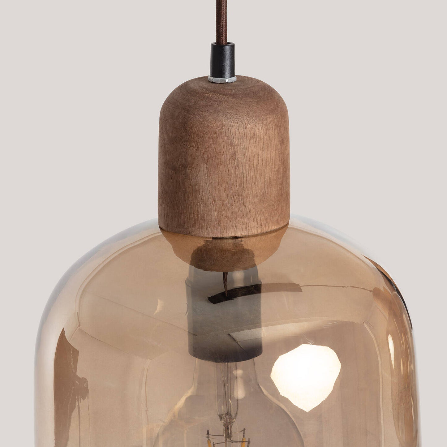 Lámpara Colgante Madera y Cristal Amber Dallas 2 Focos  ILUZZIA