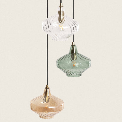 Lámpara Colgante Metal y Cristal Blas 3 Focos