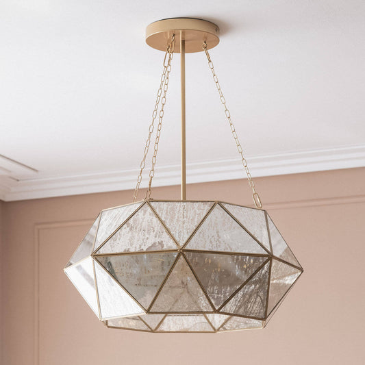 Lámpara Colgante Metal y Cristal Octagon  ILUZZIA