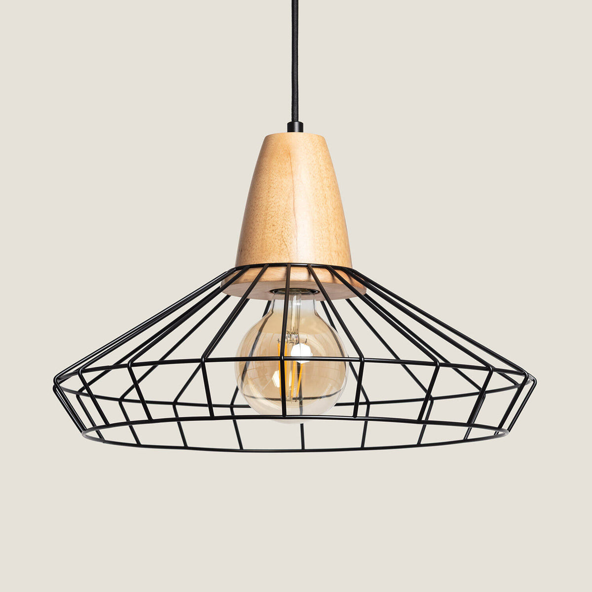Lámpara Colgante Metal y Madera Keler
