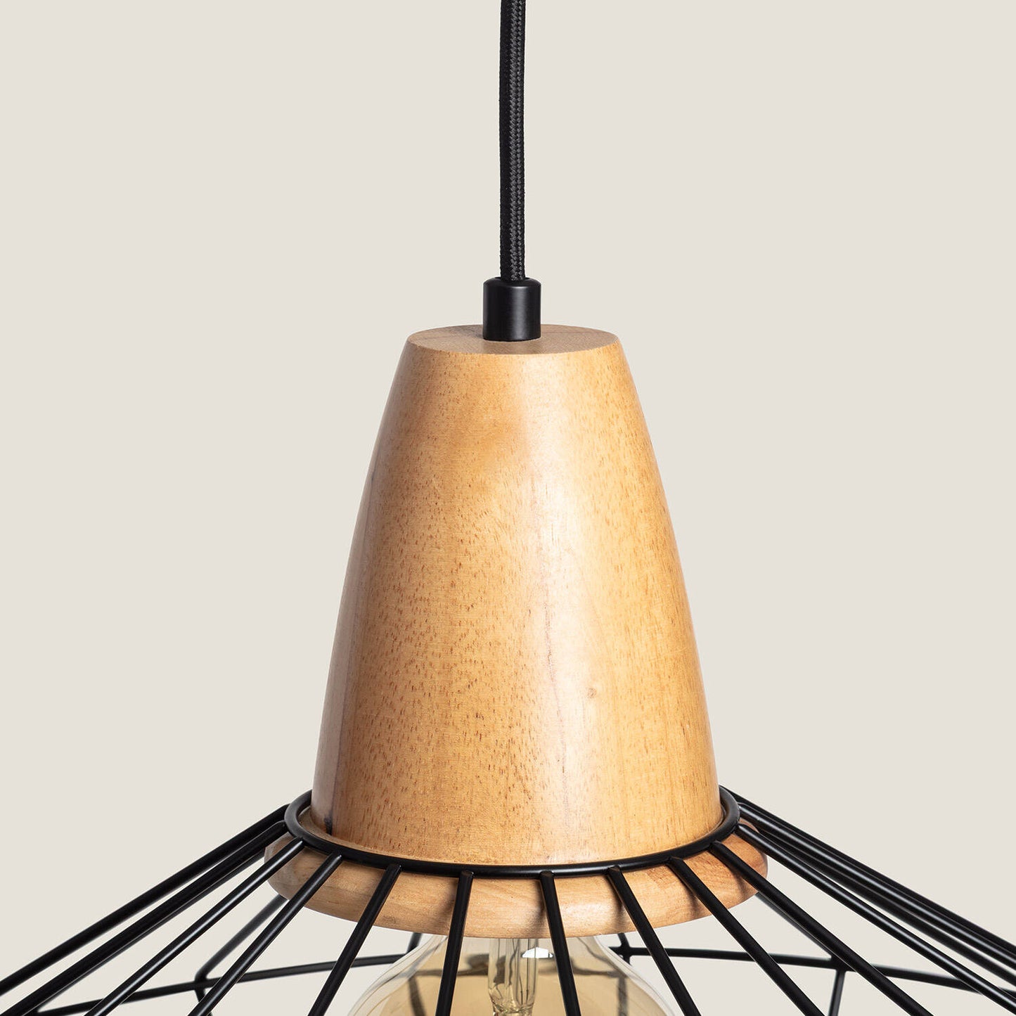 Lámpara Colgante Metal y Madera Keler