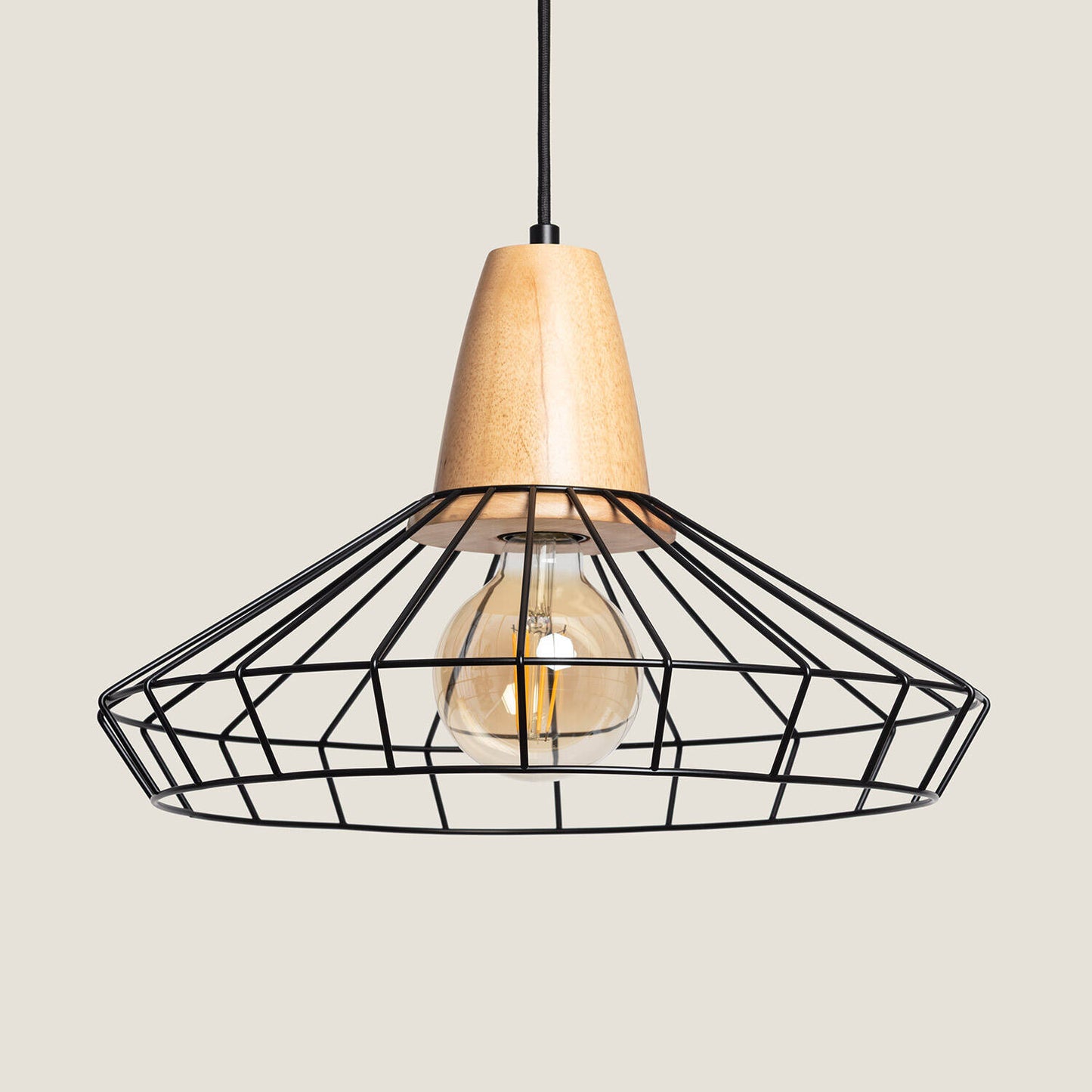 Lámpara Colgante Metal y Madera Keler