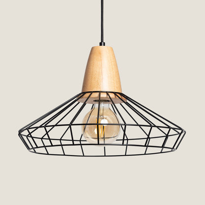 Lámpara Colgante Metal y Madera Keler