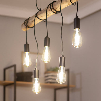 Lámpara Colgante Metal y Madera Yagis