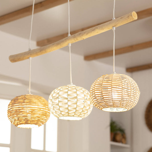 Lámpara Colgante Ratán y Madera Linfen