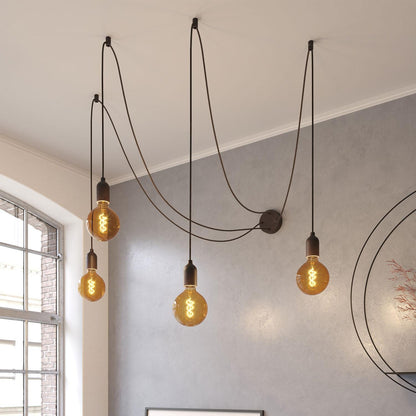 Lámpara Colgante Textil y Madera Spider Creative-Cables SPL114RN06DCGL