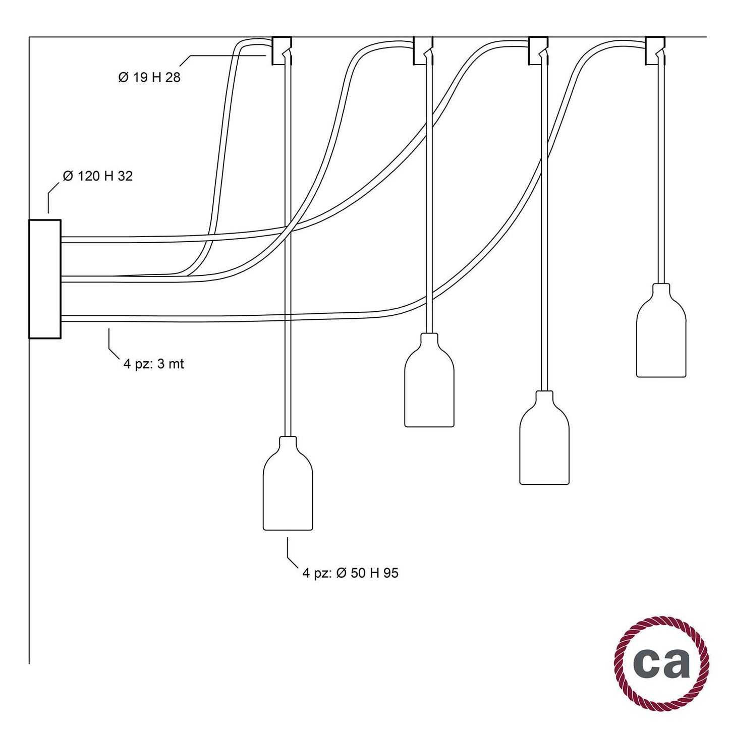 Lámpara Colgante Textil y Madera Spider Creative-Cables SPL114RN06DCGL