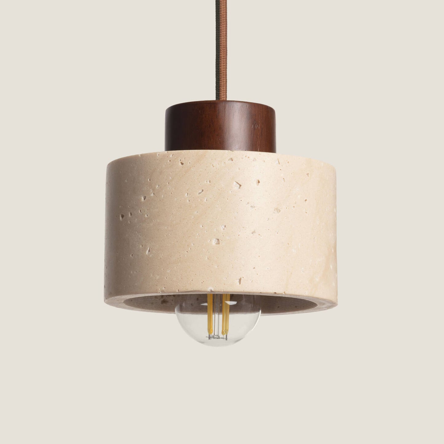 Lámpara Colgante Travertino y Madera Enzo