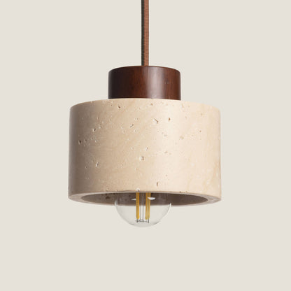 Lámpara Colgante Travertino y Madera Enzo