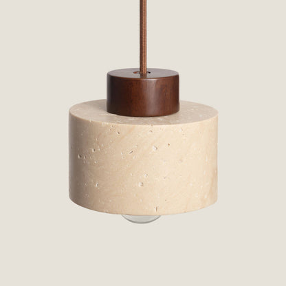Lámpara Colgante Travertino y Madera Enzo