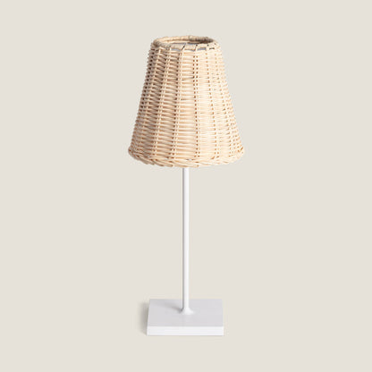 Lámpara de Mesa LED Portátil Exterior con Batería USB Recargable Aluminio y Ratán Medinilla