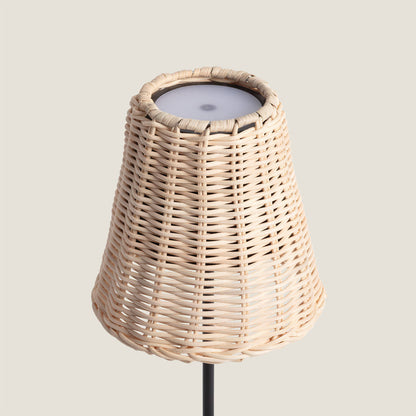 Lámpara de Mesa LED Portátil Exterior con Batería USB Recargable Aluminio y Ratán Medinilla