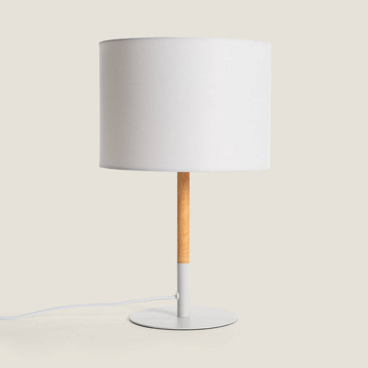Lámpara de Mesa de Metal y Madera Silinda